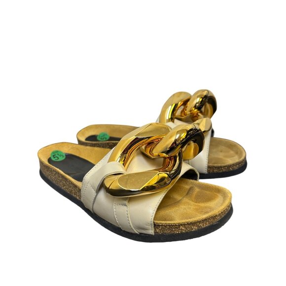 JW Anderson Cream & Gold Chain Slides 5.5 - Picture 2 of 11